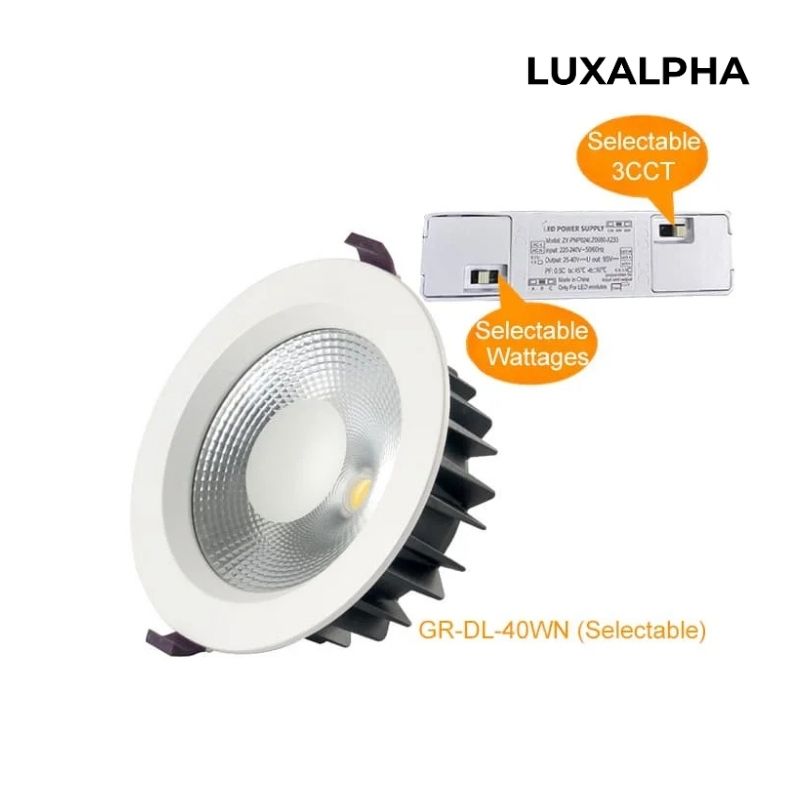 Đèn Downlight có thể lựa chọn công tắc DIP CCT & Công Suất LUXALPHA